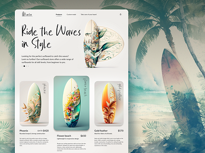 Surfboard shop - concept using AI ai chatgpt design hawaii midjourney store surfboard ui website