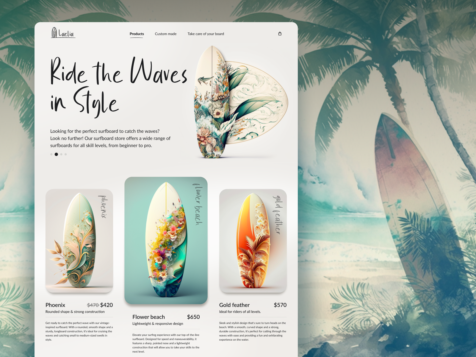 Surfboard shop concept using AI by Dominika Bukowska on Dribbble