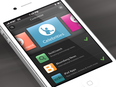 Vodio for iPhone - select content type screen