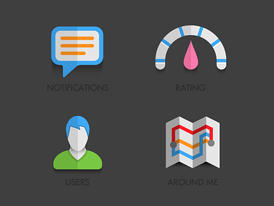 Icon set for mobile social app