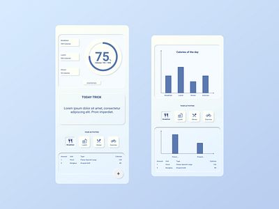 Diet App Interface app figma neumorphic product design ui ux