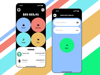 Crypto wallet app app blockchain branding crypto design figma figmadesign ui ux web3