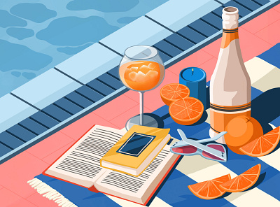 Orange cocktail art artwork book candle cocktail design glass holiday illustration illustration art orange orange juice pool sun sunglasses swiming