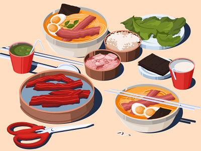Favorite food art artwork asian food drink egg food food illustration illustration illustration art kitchen matcha noodles ramen rice soy