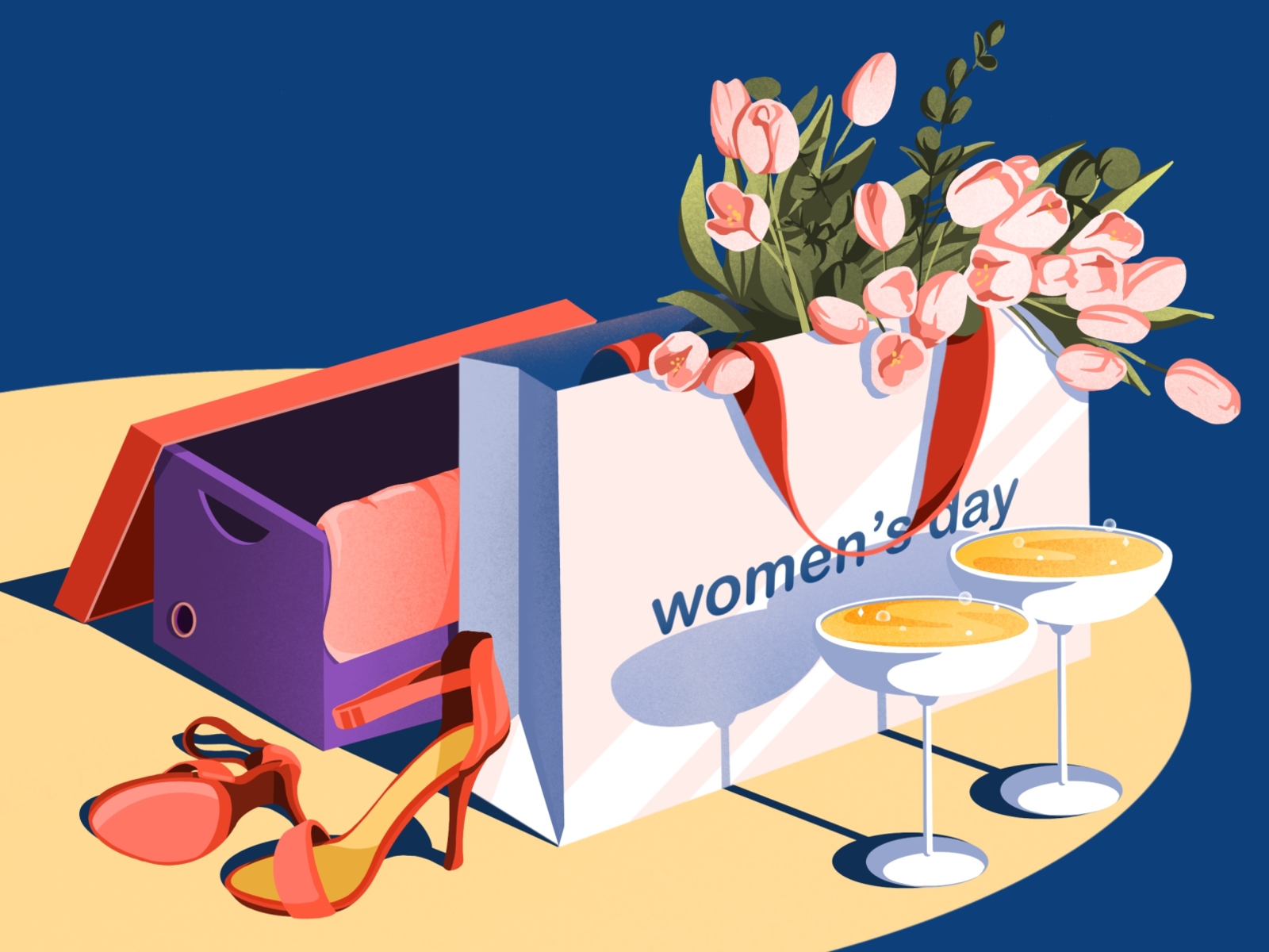 Women’s day art artwork champagne feminine gift illustration illustration art shoes sprint woman womans womans day