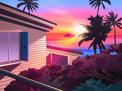 Soon... architecture art beach illustration landscape light ocean palm palmtree sea summer sunset texture vacation