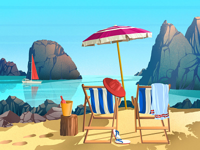 Relax art artwork drink enjoy illustration art sea summer sun vacation
