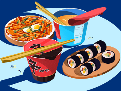 Korean street food artwork asian food food food artwork illustration illustration art korean cuisine noodles