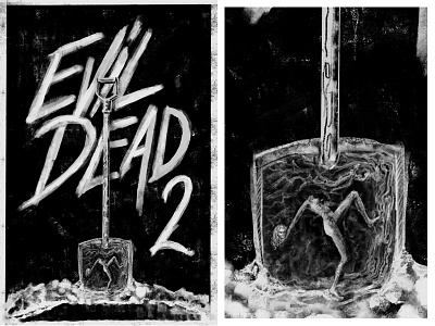 Evil Dead 2 black evil dead 2 horror illustration poster white