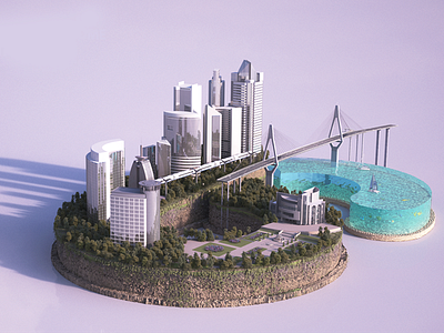 Enviro Test Render for Saltbox Logo 3d cityscape environment logo ocean render water wip