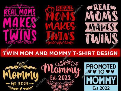 Twins mom and mommy t-shirt design