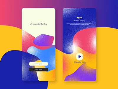 Colourful Screens app design colorful design dark blue design dot flat modern noise pink play ui ux video violet yellow