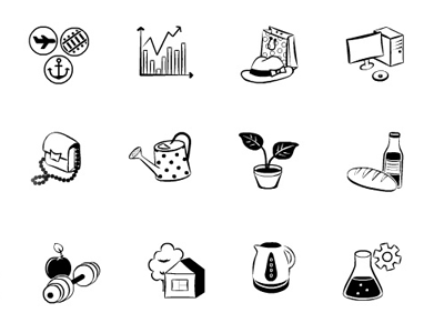 Set of icons black icons outline web