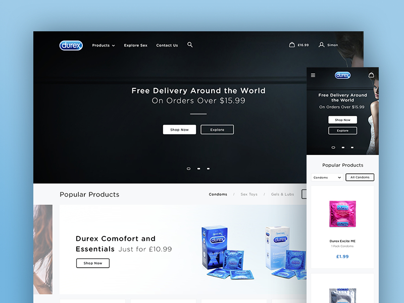Durex.co.uk Proposal Design clean design durex grid minimal mobile responsive shop store ui ux web