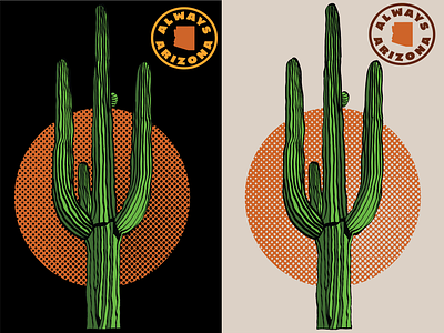 Sunset Saguaro Tee Shirt Design arizona az branding cactus design illustration retro saguaro shirt vector