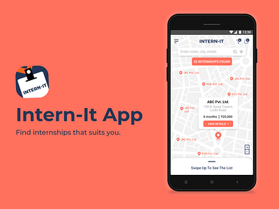 Find internships using maps android app color design internship logo mobile research student ui user experience ux