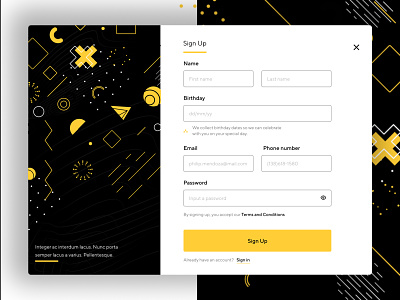 SIGNUP FORM abstract account adobe xd clean design modal sign up form signup ui ux web websites