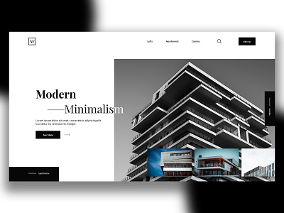 Modern minimalism architecture landing page design minimalistic mobile ui modern ui web design