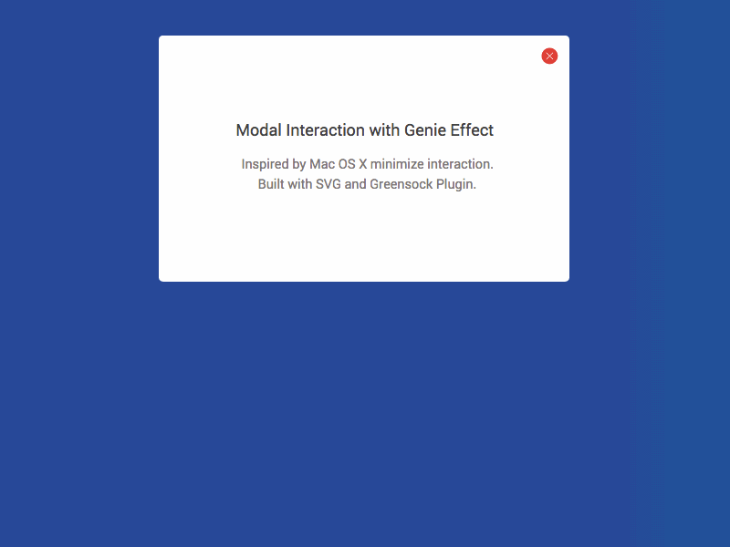 Modal Interaction with Genie Effect animation greensock interaction modal pop up popup svg