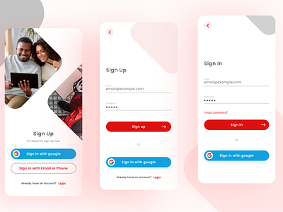 Sign up screens for Beaudash