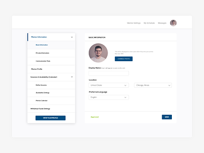 User Profile Setting - Dashboard