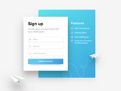 Signup ui design blue clean create account login section signup typography ui ux card design web website