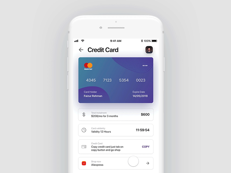 Tiny micro-interaction with animation animation app bank card checkout credit card design ios micro animation micro interaction ui ux white