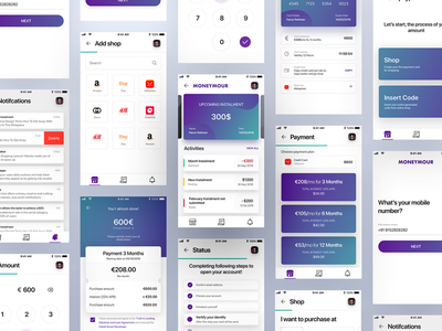 App Design app bank calendar credit card dashboard design financial gradient interface ios minimal money statistics ui user experience ux
