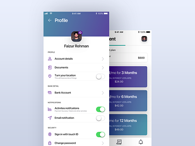 Profile Setting app card design icon ios minimal profile setting ui ux