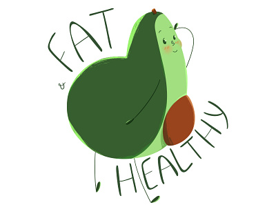 fat and healthy art avocado character character design digital art digitalart illustration photoshop stiker stylization texture
