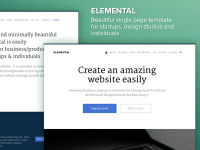 Elemental - Single Page Theme bootstrap theme ui design web layout web template