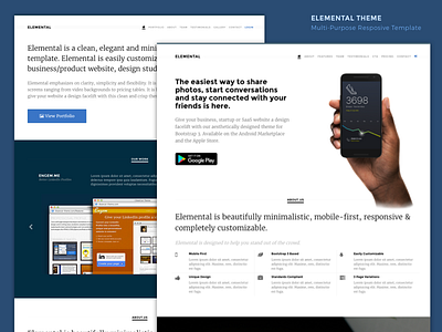 Elemental - Responsive Bootstrap Template bootstrap css landing page mobile app startup template
