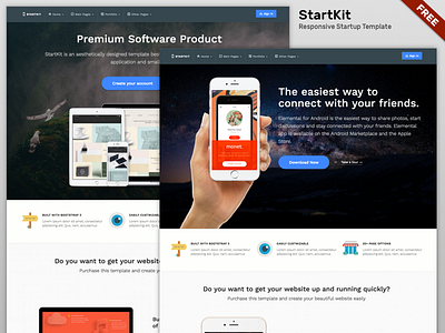 StartKit - Free Template For Startups & Business bootstrap css free freebie html responsive template