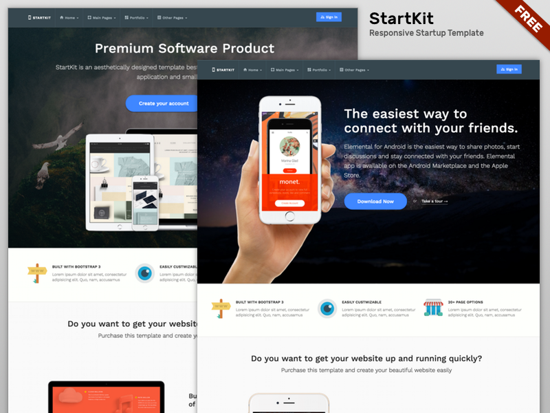 StartKit - Free Template For Startups & Business freebie css html responsive bootstrap template free