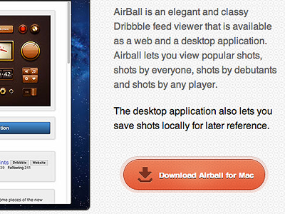 Airball Now Available for Download button download dribbble mac app dribbble windows app ui