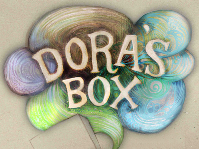 Crop of Dora's Box Cover box cardboard colorful colourful drawing hand drawn type hand drawn typography imagination painting story