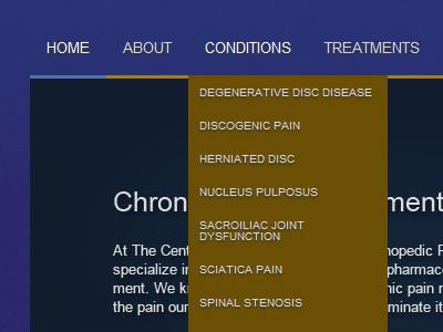 Drop Down Pain Wip menu navigation