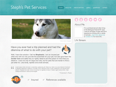 Pet Sitting Site WIP2 animals layout