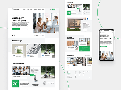 Window Producer Website desktop flat geometrical green manufacture minimal mobile ui uidesign website design