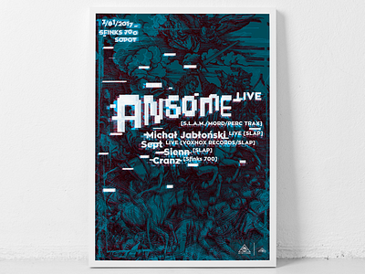 Ansome gig poster lettering poster rave techno typography