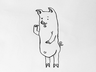 Pig drawing editorial illustration oink pig