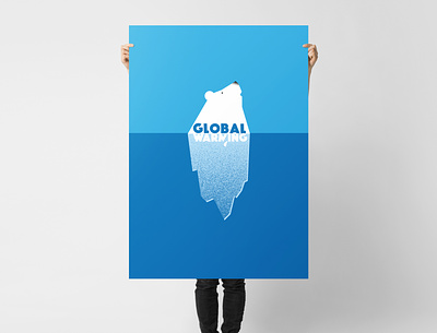 Global Warming blue eco ecology globalwarming iceberg illustration polar bear poster typography