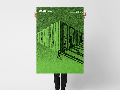 Teraźniejszość - Present festival film green monument pixels poster present typography