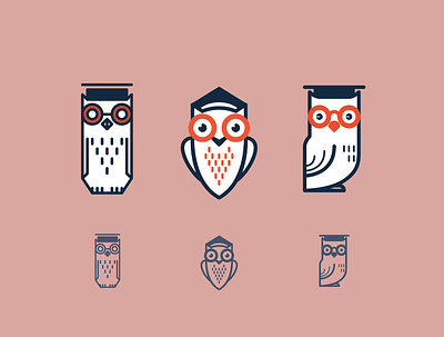 OWLS education glasses icon logo monoline owl school smart