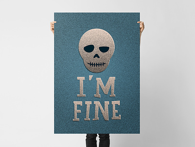 I'm fine - poster drunk illustration party poster skull typography vector