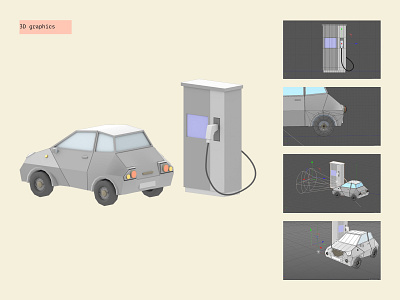 3d charging station 3d 3d art 3d car 3d model 3d modeling art c4d character cinema 4d design illustration isometric isometric design isometric illustration minimalism