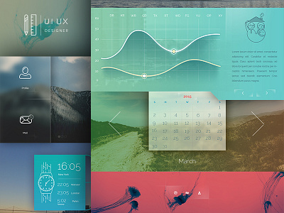 UI concept calendar chart concept mail profile time tip ui ux watch weather