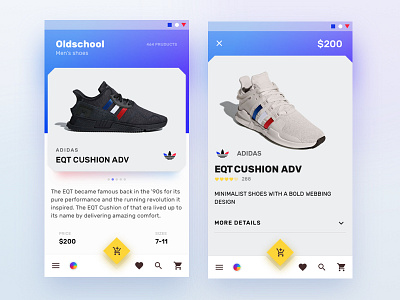 Sneaker shop adidas app application design material shop sneaker ui ux