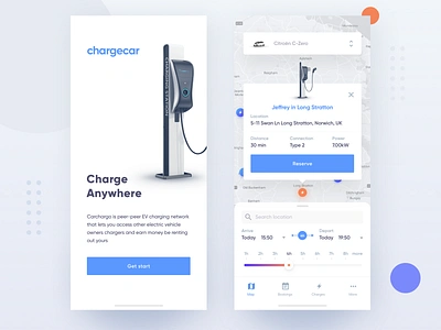 Chargecar app application book car charger charging design estimate estimation ui ux vehicle vehicles