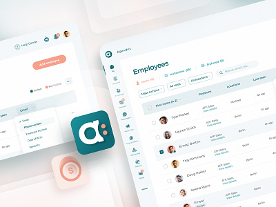 Agendrix — Our new colors arrive just before summer. 🌿 agendrix application application design colors dashboard ui design desktop app employee greenery icons interface list peachy planning primes scheduling scheduling app ui webapp webapp design